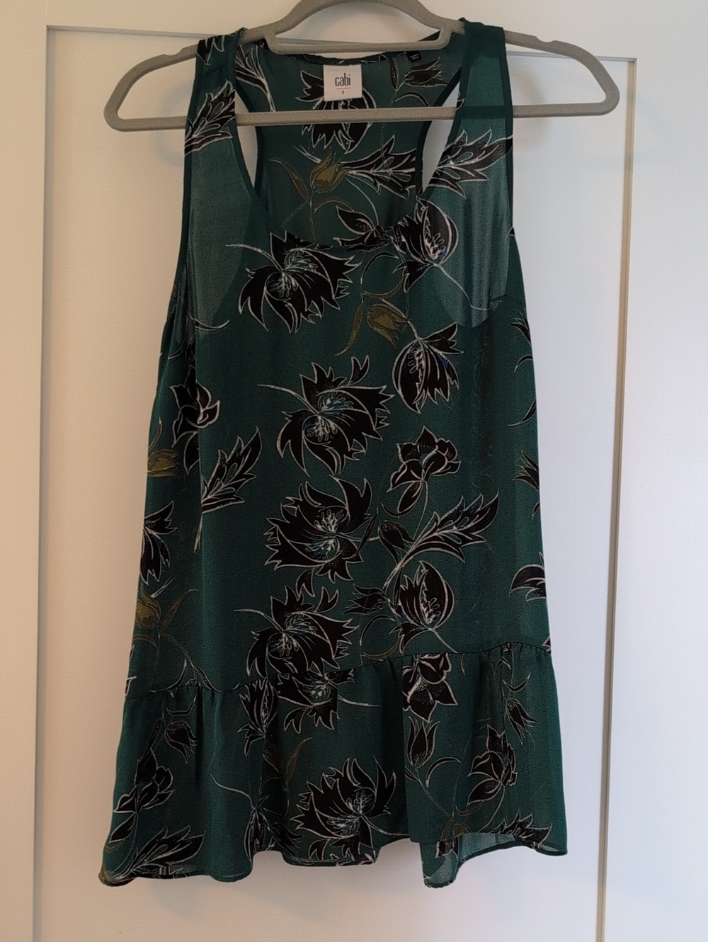 CAbi Teal Floral Racerback Tank